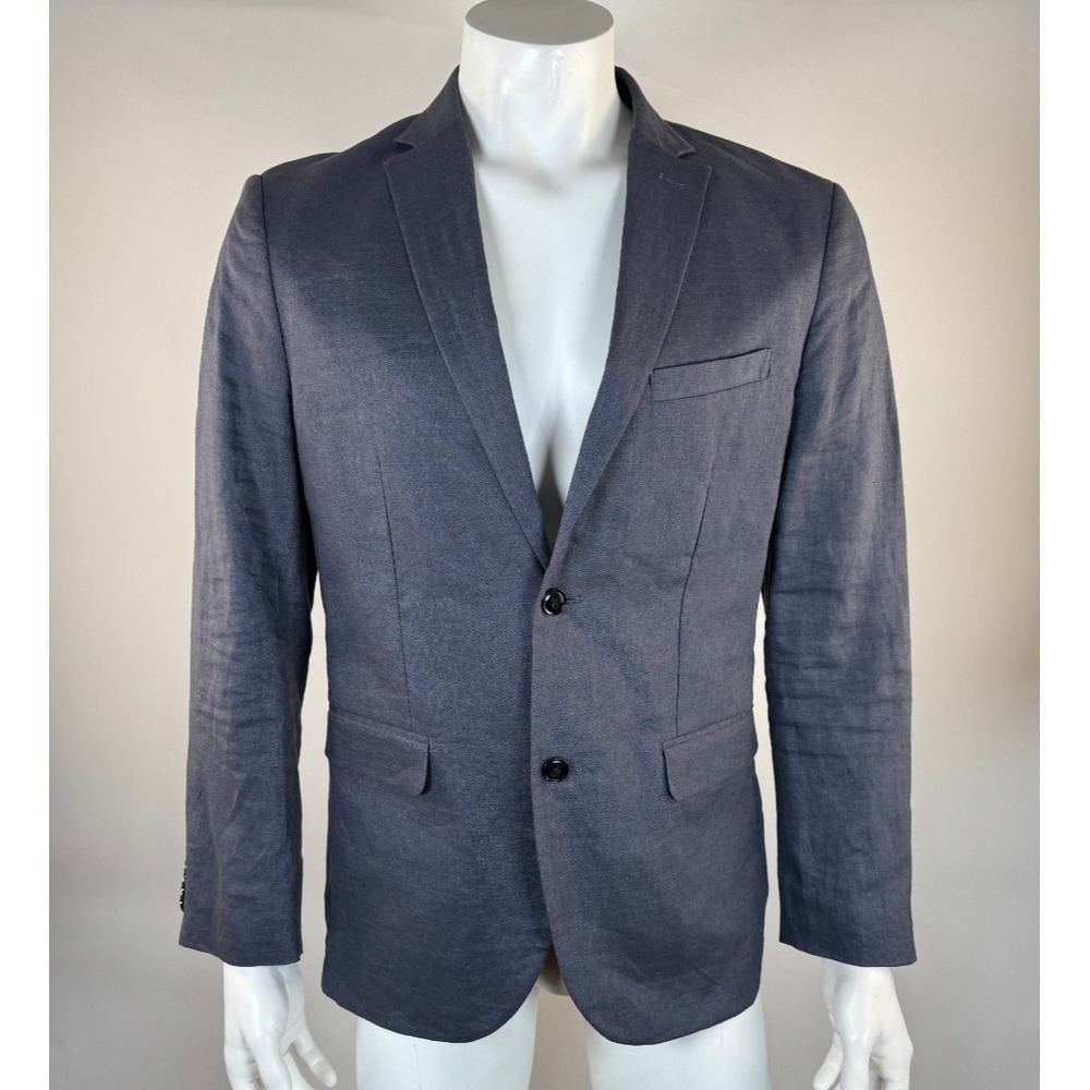 H&M Linen Slim Fit Blazer Men 42R EUC Sport Coat Unlined Breathable Lightweight